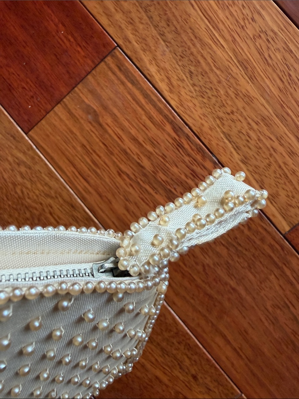Made in Japan Beaded Clutch Ivory Gold Floral Evening Purse - Picture 3 of 12
